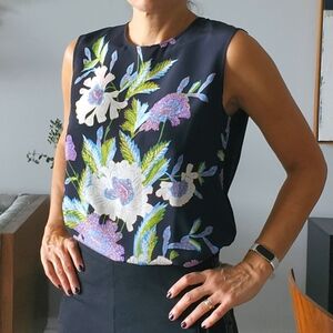 Silk flower black top from Diane von Furstenberg